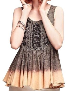 Anthropologie Akemi + Kin Suva Ombre Beaded Peplum Tank Top Size Medium